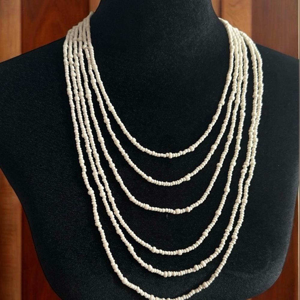Free People Adjustable Rope , White Beaded Necklace NWT